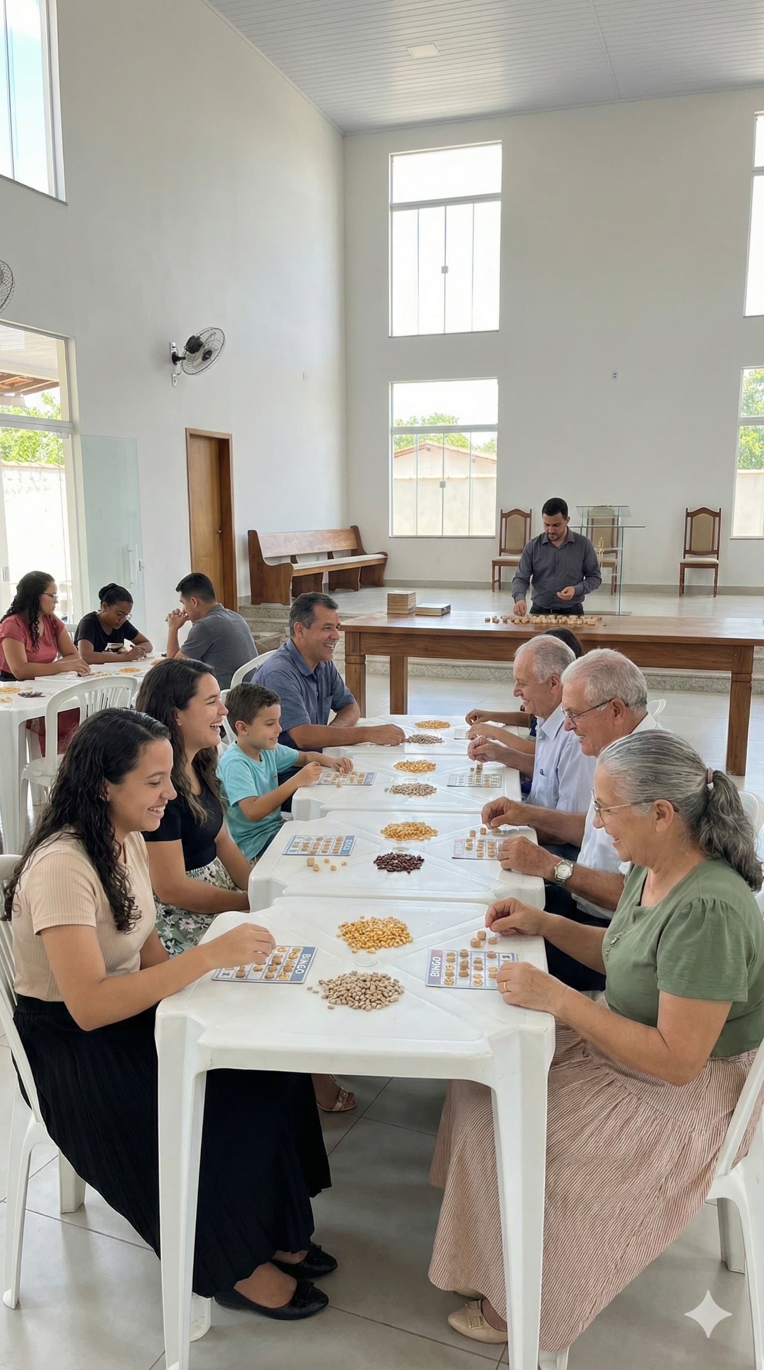 Família jogando Bingo Bíblico